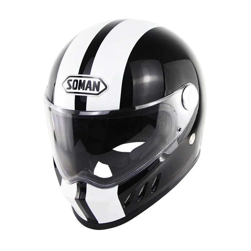 Black White Soman шлем полный лицо Человек руля высокое качество Casco Moto Ece Сертифицированный Casco Patinete шлем козырек Visiera Casco Moto - Цвет: Black White