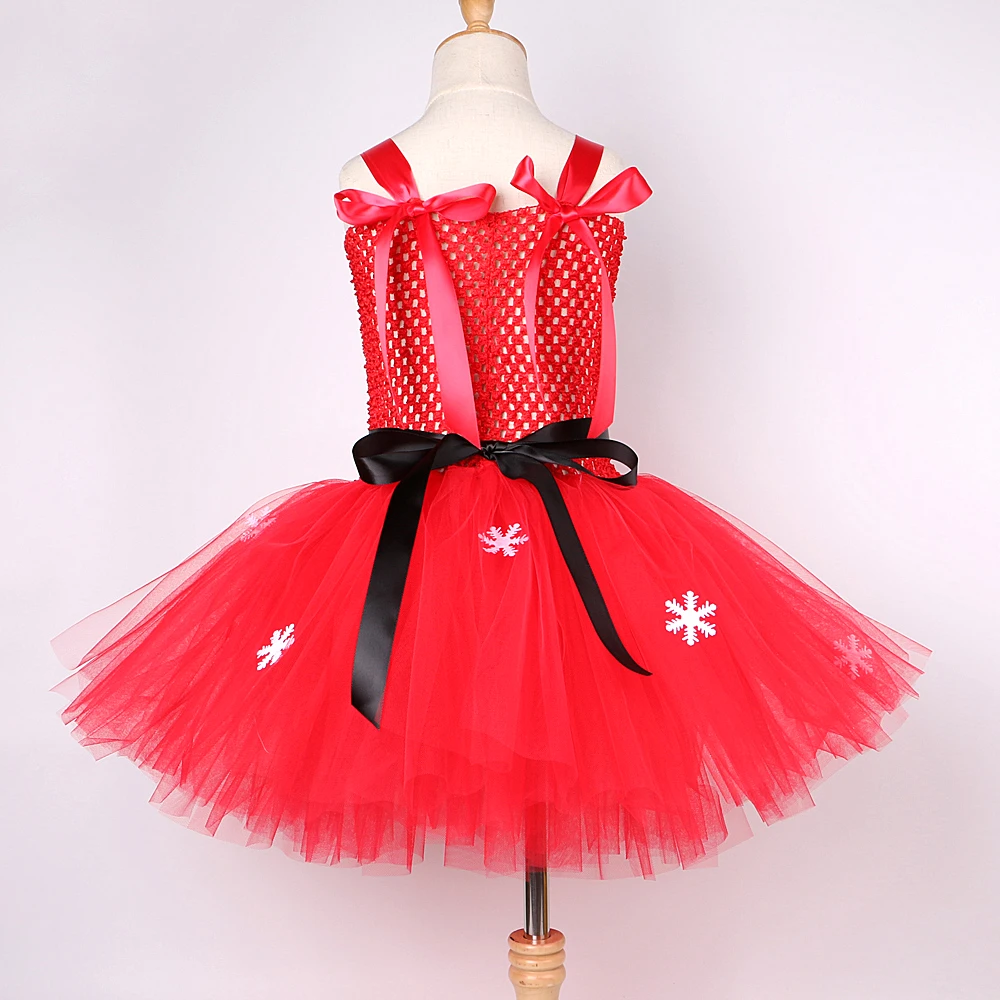 Рождественское платье пачка для девочек красный костюм Санта Клауса наряды