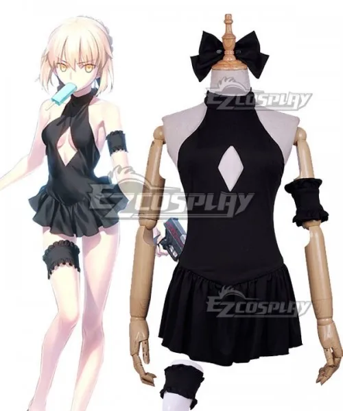 

Fate Grand Order Artoria Pendragon Saber Alter Swimsuit Girls Black Party Summer Swimming Suit Bathing Cosplay Costume E001