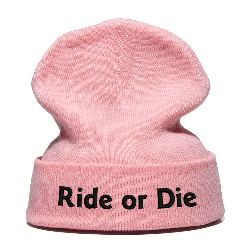 Beanie шляпа Skullie шапка, вязаная шапка-носок зима-осень вышивка в стиле панк Для мужчин Для женщин подростков уличных танцев забавные хип-хоп по индивидуальному заказу-ездить или умереть
