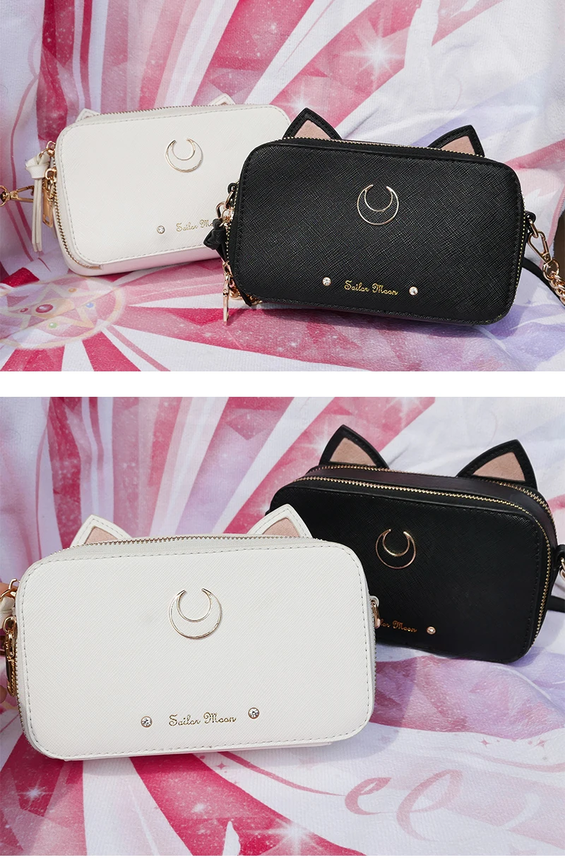 Аниме Сейлор Мун Луна кошка косплей искусственная кожа черные белые сумки