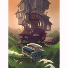 Алмазная 5d-картина Дом автомобиля с полными квадратнымикруглыми стразами, вышивка крестиком, украшение для дома, GJ785