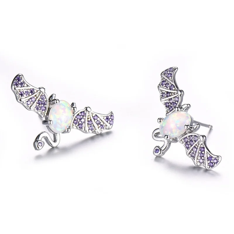 

Fashion Exquisite Luxury Opal Bat Earrings Female Romantic Banquet Accessories Pendant Valentine's Day Jewelry Gifts Wholesale