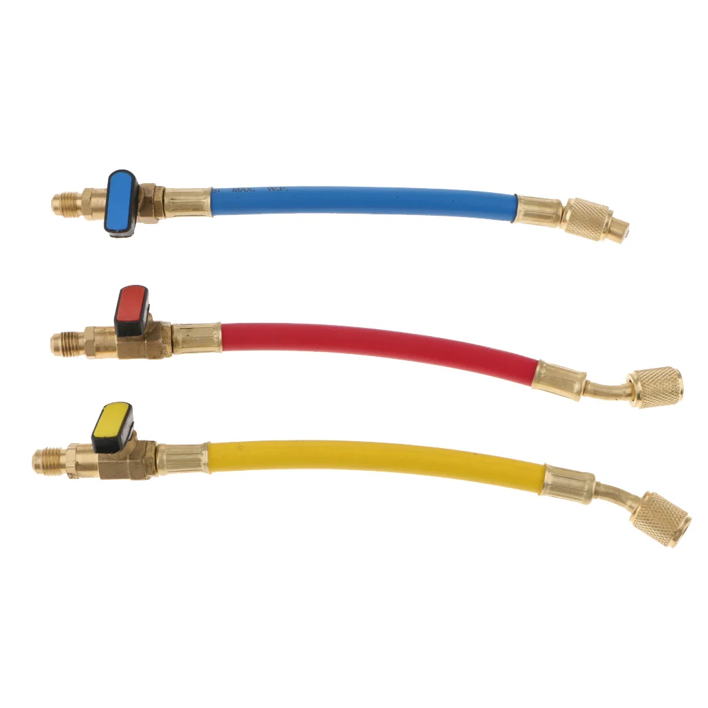 3 шт. Зарядные шланги 1/4 &quotSAE 800PSI с запорным шаровым клапаном HVAC R410a R22 R134|Детали для