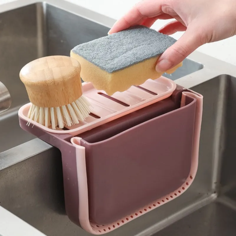 

New Kitchen Drain Basket Foldable Drain Filter Rack Colanders Kitchen Waste Bin Leaking Basket Sink Side Wet Garbage Sponge Rack