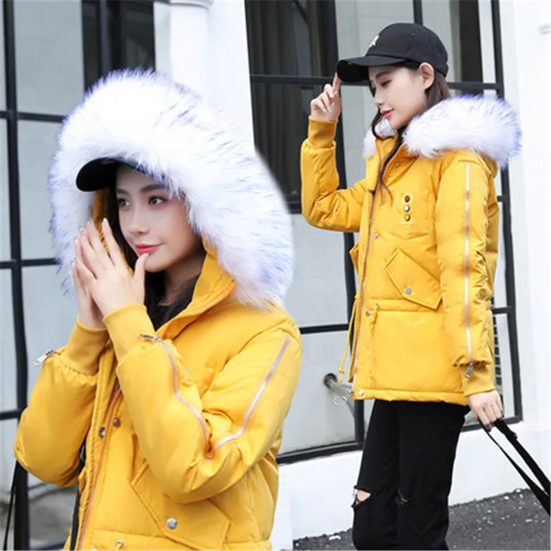 yellow Новинка для новорожденных мальчиков, куртки с капюшоном на осень Для женщин однотонная парка на молнии с эластичной лентой; верхняя одежда, пальто, куртка теплая дутая куртка модная одежда из хлопка, размеры женский W155 - Цвет: yellow