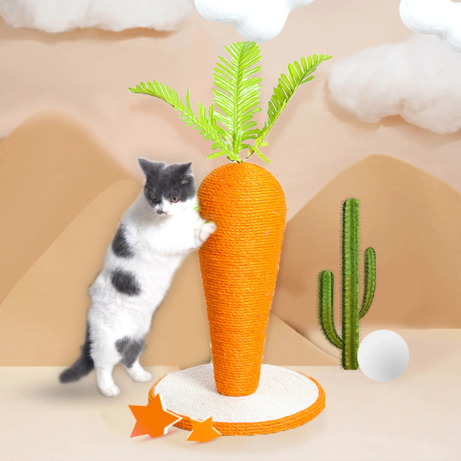 Кошачья Когтеточка в форме морковки кошачья сизаль не шелушащаяся вертикальная