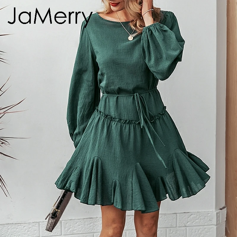 JaMerry винтажное элегантное свободное короткое вечернее платье уличная одежда с
