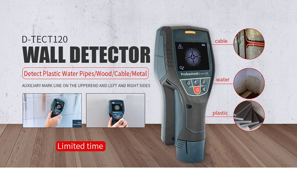D-TECT120 детектор стены D-TECT 120 обнаруживает пластиковые водопроводные трубы дерево/кабель/металлический искатель