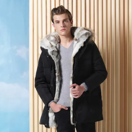 Зимняя мужская куртка на утином пуху 2020 толстая парка с капюшоном и воротником из