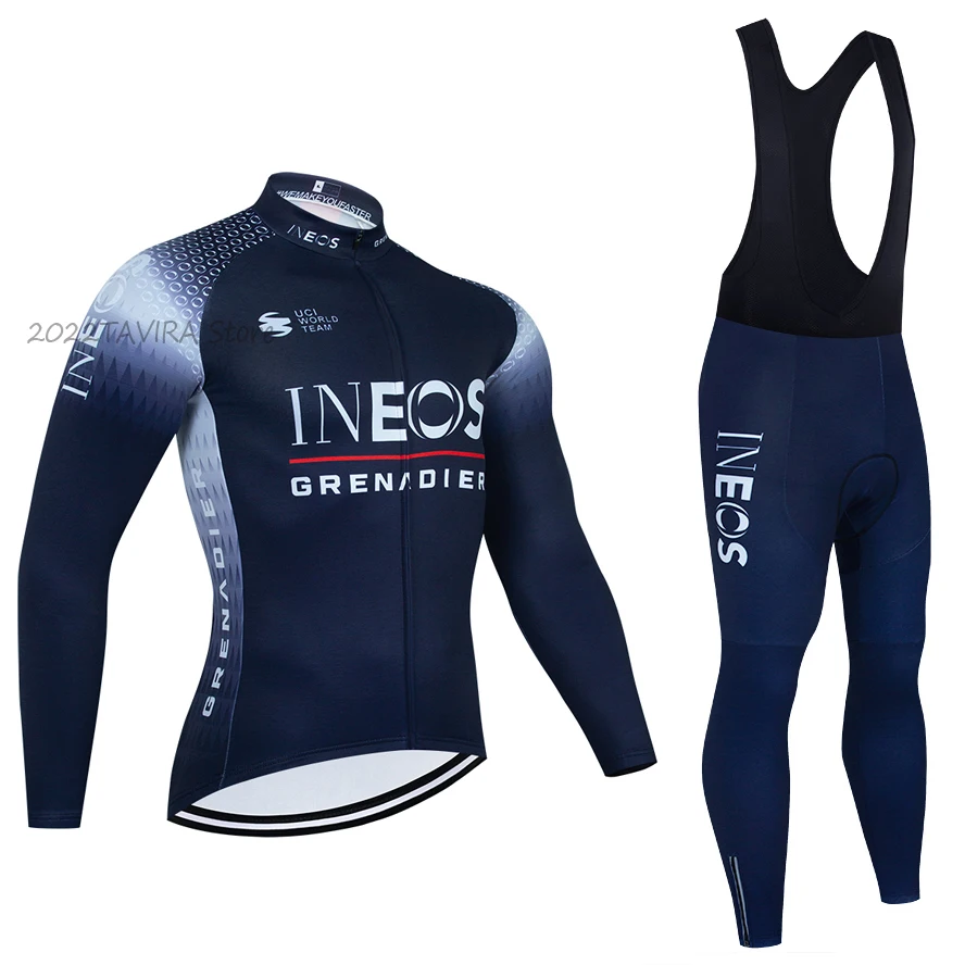 

NEW INEOS Cycling Team Jersey Maillot Culotte Suit 20D Bike Pants Men Long Ropa Ciclismo Thermal Fleece Bicycling Sportswear