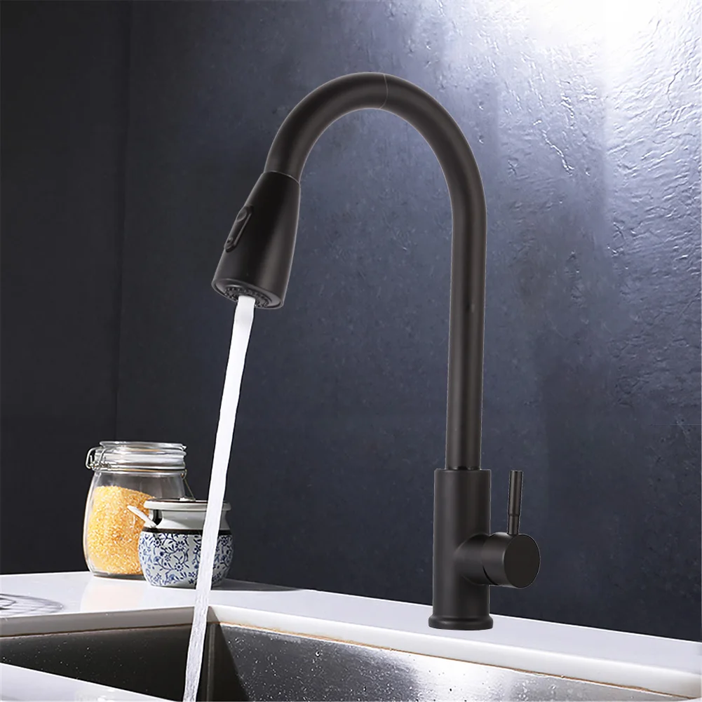 

Kitchen Faucet Pull Out Mixer Hot and Cold Water Tap Rotatable Single Hole Stream Sprayer Sink Deck Mounted Taps Hardware Tool