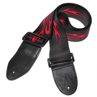 adjustable acoustic electric guitar bass strap red flame pattern