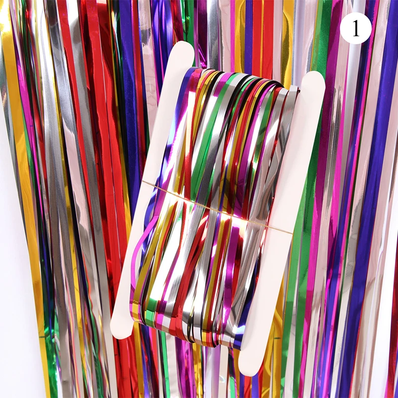 Радуга мишура 1 * 2м стикер украшения занавес блестящие занавески фон Свадебные