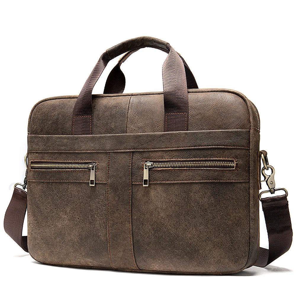 Vintage Men's Genuine Leather Briefcase Male Handbag Shoulder Laptop Bag Cowhide Leather for Male Crossbody Messenger Bags