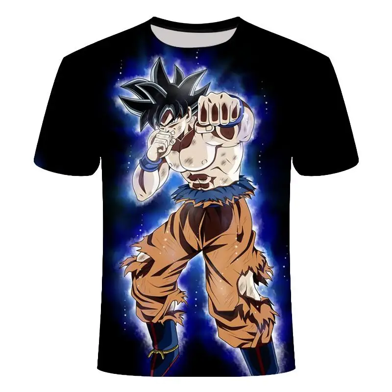 Мужская футболка с 3D принтом Dragon Ball Z Super Instinct Goku Saiyan God Повседневная летняя