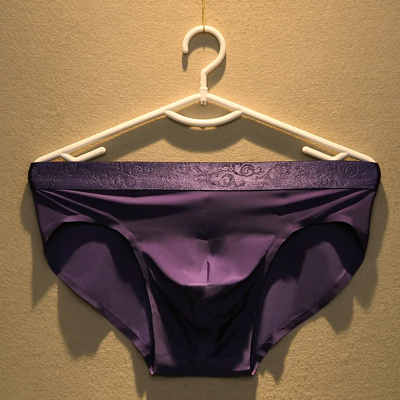 Дышащие мужские трусы боксеры из ледяного шелка в полоску Бесшовные тонкие