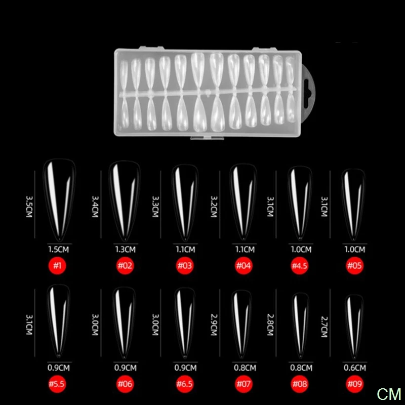 

240pcs False Nail Tips Display Transparent Clear Nature Practice Fake Training