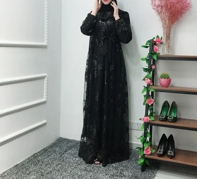 Модный Мусульманский Стиль Женский кафтан исламский халат Abaya Дубай