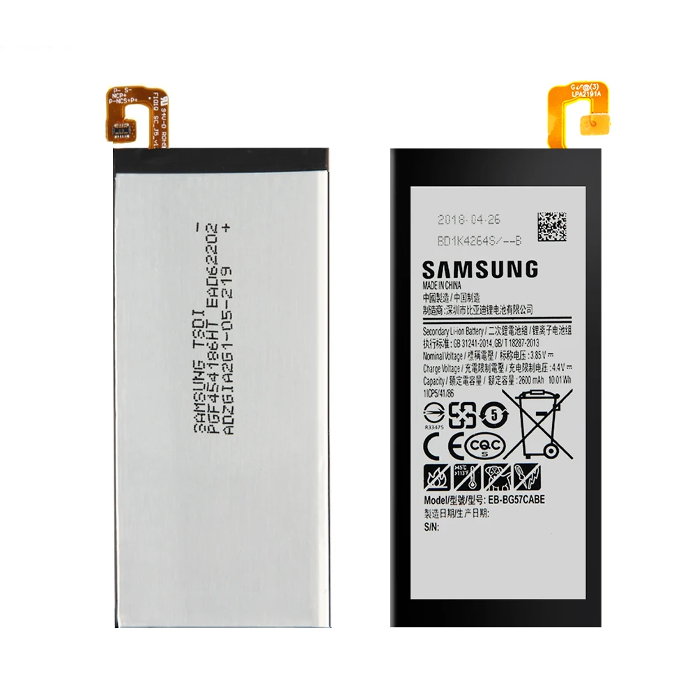 100% Оригинальный аккумулятор для Samsung Galaxy J5 Prime On5 (2016) Φ G570Y G570M G5700 G5510 EB BG57CABE 2600