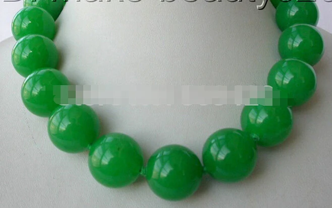 925 + потрясающее большое 20 мм круглое зеленое каменное ожерелье |