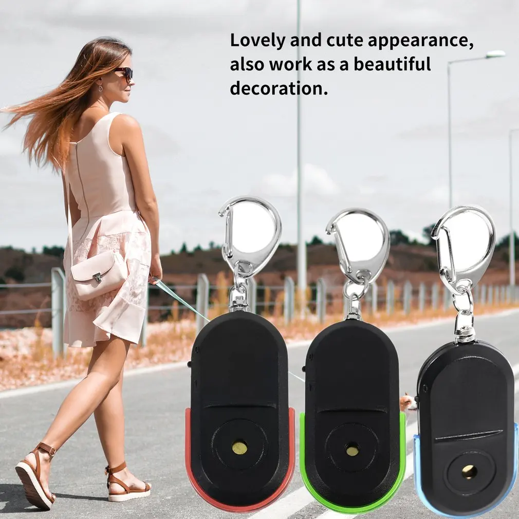 

LESHP Mini Anti-lost Alarm Whistle Sound Keychain Finder LED Light Locator Keychain Alarm for Old People Kid 53*29*11mm Less 10m