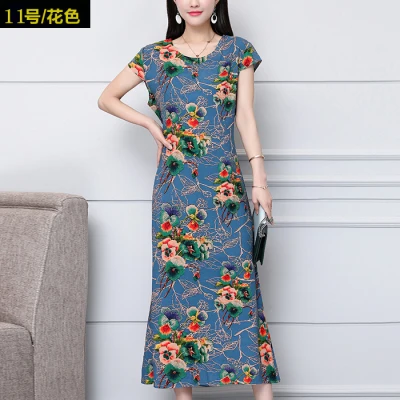 Vestidos mujer, ограниченная серия, новинка, с круглым вырезом, до середины икры, Vestido, Longo, Vanled, платье, женское, с коротким рукавом, круглый вырез, длинное, с принтом, тонкое - Цвет: 11