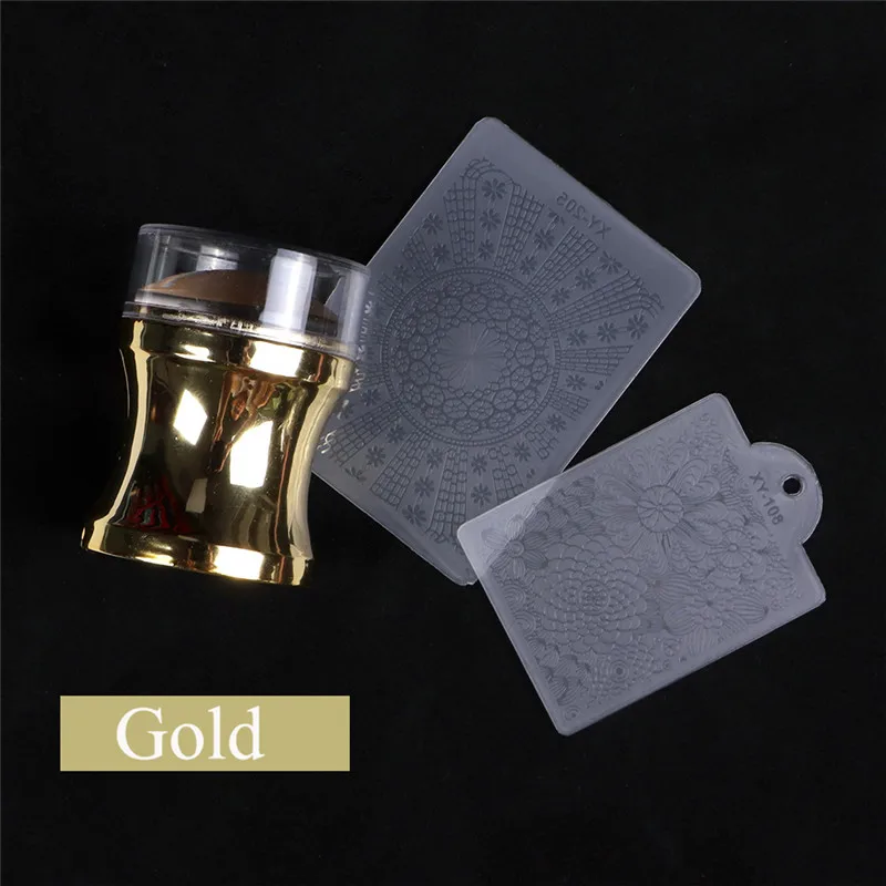 Зеркальный штамп для ногтей набор скребков Прозрачная силиконовая головка