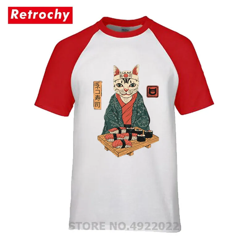 Футболка Neko с суши-баром кошкой японской культурой бренд 2019 уличная одежда Ukiyo E