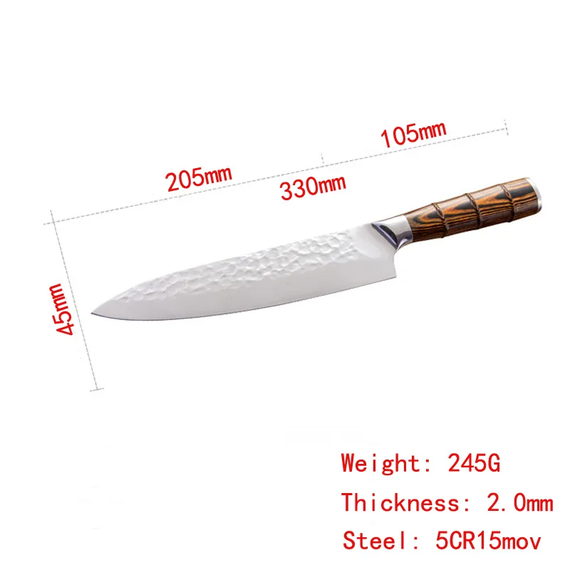 Chef knife Кухонный нож 8 дюймов профессиональные японские ножи шеф-повара 5CR15 440C высокоуглеродистой нержавеющей стали нож для резки мяса нож сантоку - Цвет: Chef knife
