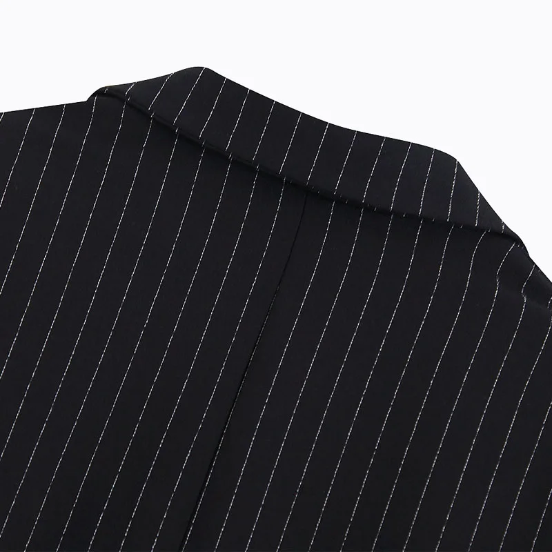 

2019 Autumn New Female Black Striped Lapel Long-sleeved Single-breasted Blazer Simple Office Professional Women's Jacket Tops