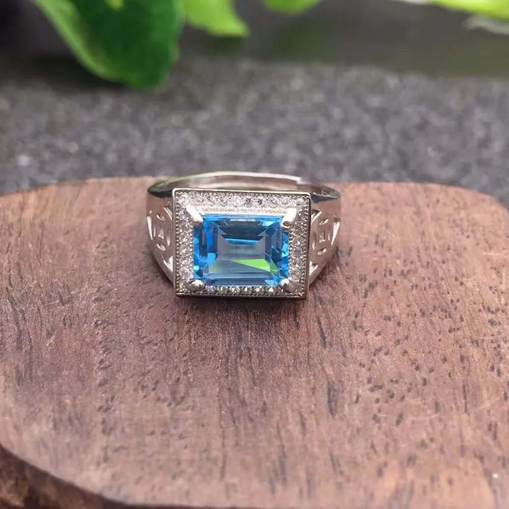 Кольцо с натуральным топазом 100% Классическое однотонное серебряное кольцо для