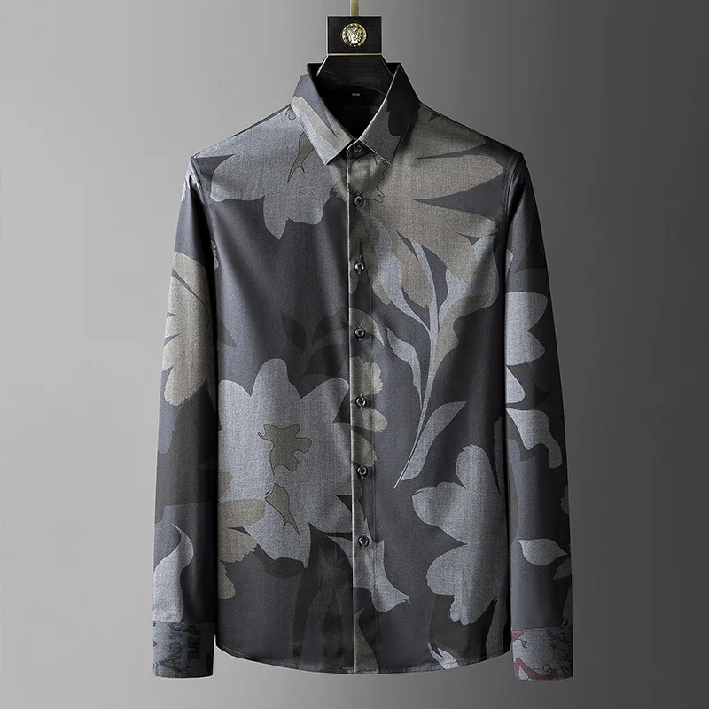 

Мужская одежда 2021 весна осень новая рубашка с длинным рукавом для мужчин повседневная нагрудная Печать Camisas Para Hombre