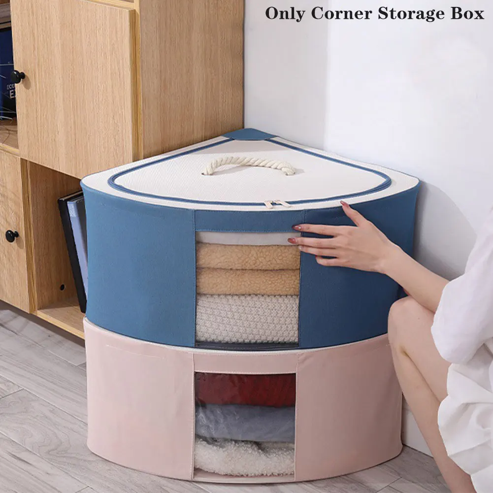 

Corner Storage Box Toys Underwear Cosmetic Clothes Organizer With Handle Stackable Foldable Oxford Cloth Sundries Space Saving