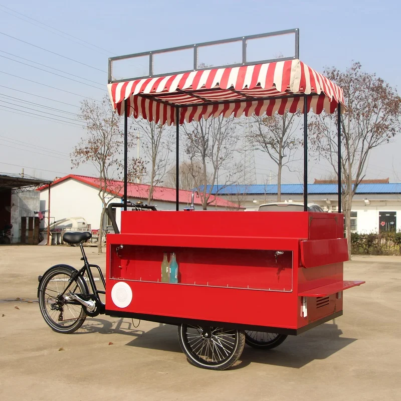 Красного цвета Электрический грузовой велосипед трехколесный для взрослых