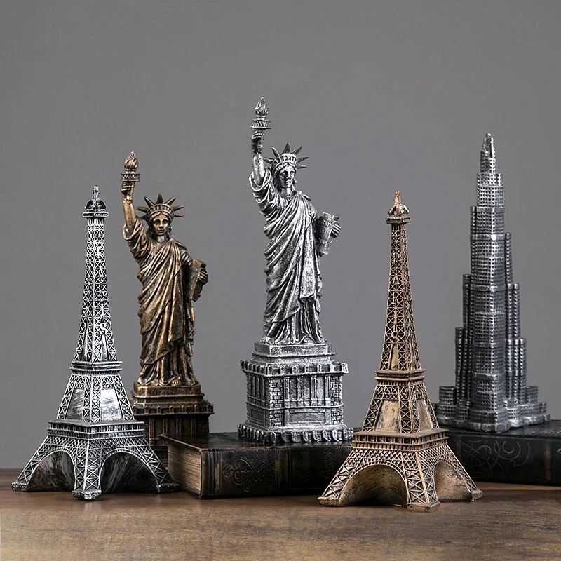 

Античная европейская Империя Штатная лампа свободы Парижская башня Миниатюрная модель украшение для дома художественные украшения подарк...
