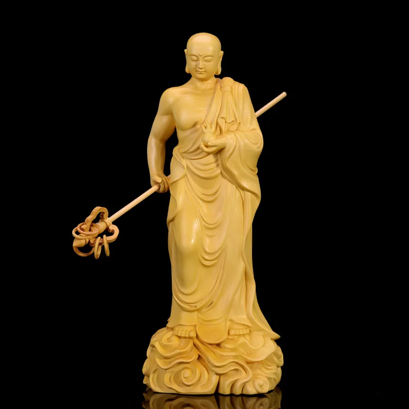 20 см Ksitigarbha скульптура Boxwood резьба дома украшения из массива дерева статуя Будды
