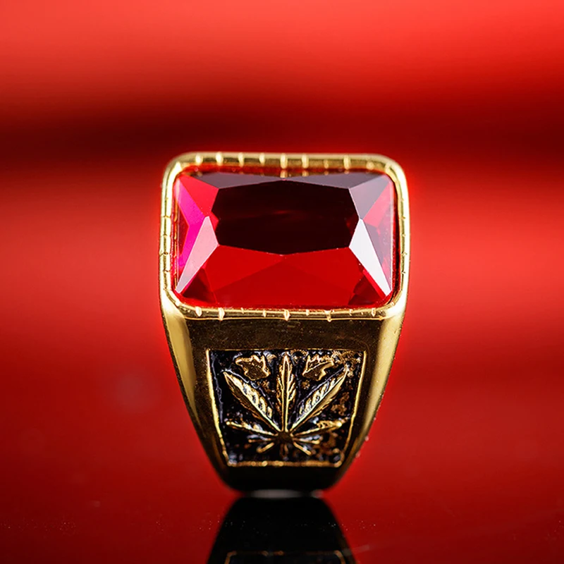 Панк Титан Сталь кольцо для Для мужчин ювелирные изделия черный камень печатка