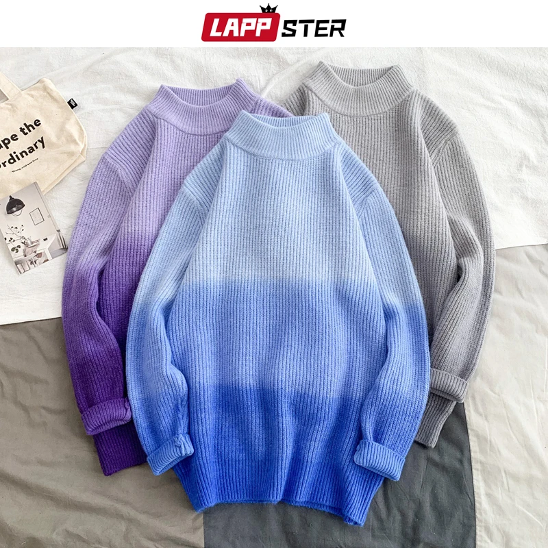 LAPPSTER Мужской Свитер оверсайз с галстуком-краской для 2020 зимний цветной свитер