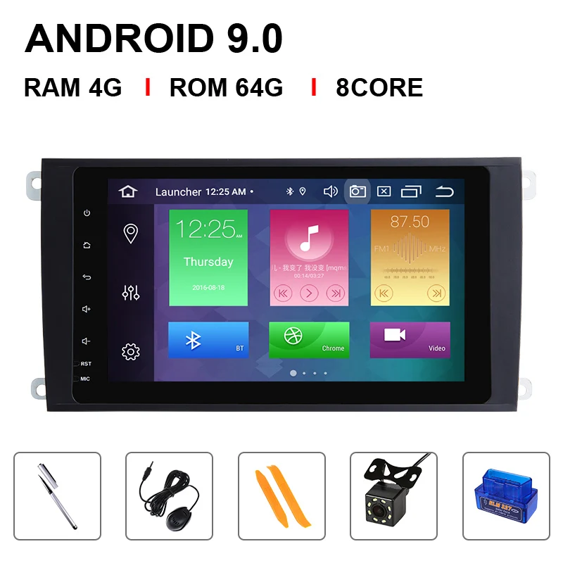 8 Core 64ROM OBD Cam Ips DSP 8 ядерный Авторадио 2 Din Android 9,0 автомобильный мультимедийный плеер для Porsche Cayenne GTS 2003-2010GPS Навигация Аудио головное устройство - Цвет: 8 Core 64ROM OBD Cam