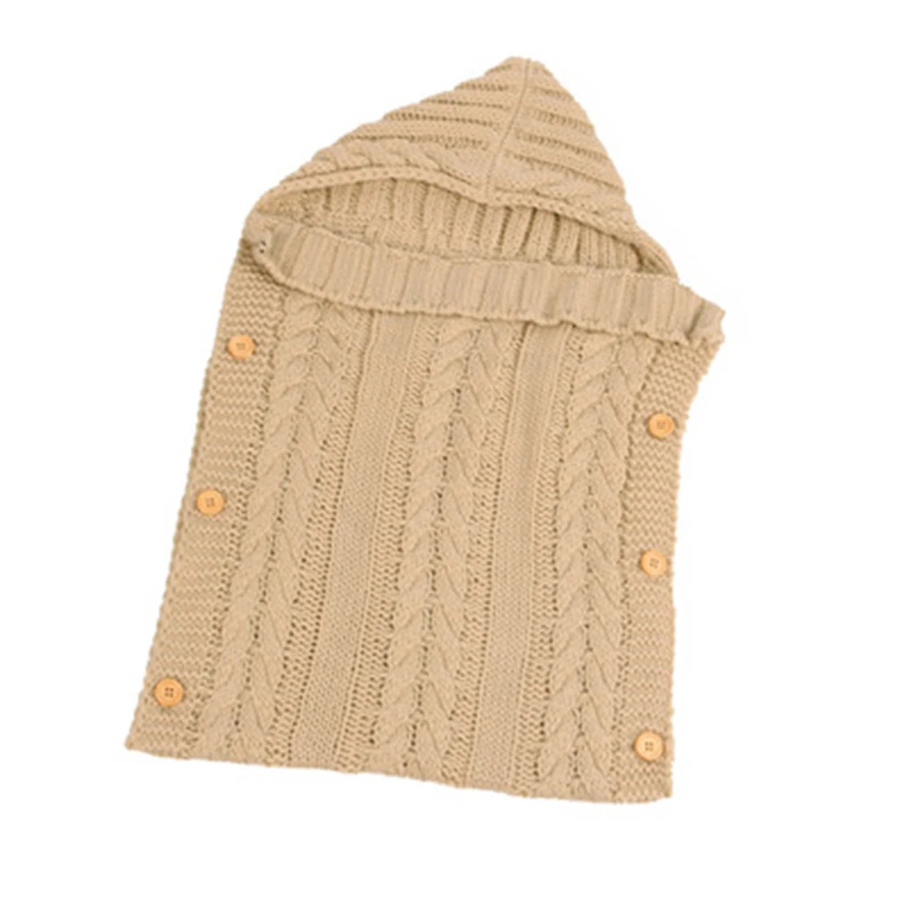 Beige Newborn Baby Knitted Crochet Sleeping Bags Baby Stroller Swaddle Wrap Toddler Swaddling Blanket Sleep Bags - Цвет: Beige