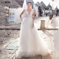 lorie a line boho wedding dresses long sleeve lace bridal dresses 2019 v neck s vestidos de novia custom made