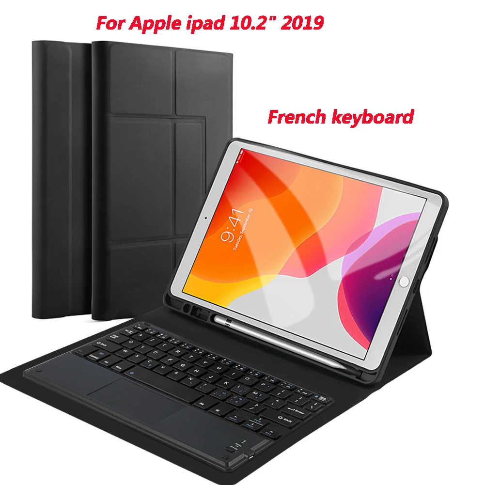 Для iPad 10," планшет Магнитный Bluetooth тачпад Клавиатура чехол с кожаный чехол ручка держатель для iPad 7 10,2" - Цвет: French Keyboard