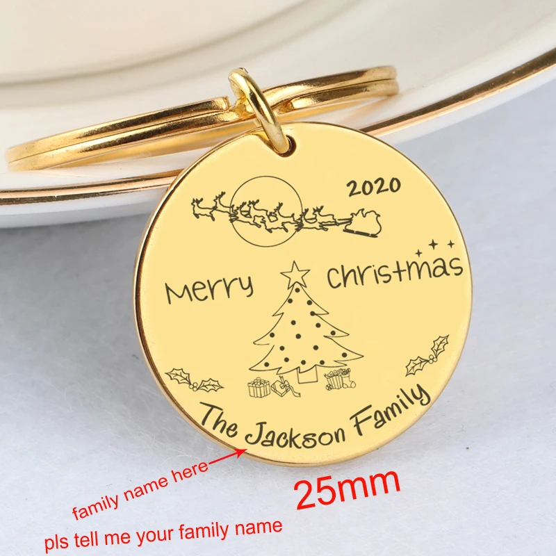 2020 рождественский подарок Индивидуальный Круглый Брелок с именем семьи