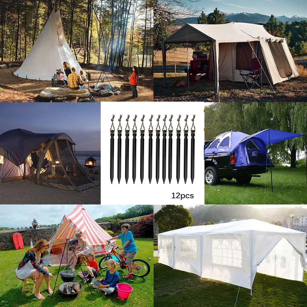 12 шт 18 см Профессиональные алюминиевые колышки для палаток с веревкой