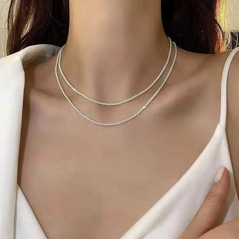 

925 Sterling Silver Necklace Temperament Fashion Luxury Choker Snake Chain Design Pendant For Girls Gift Fine Jewelry NK106