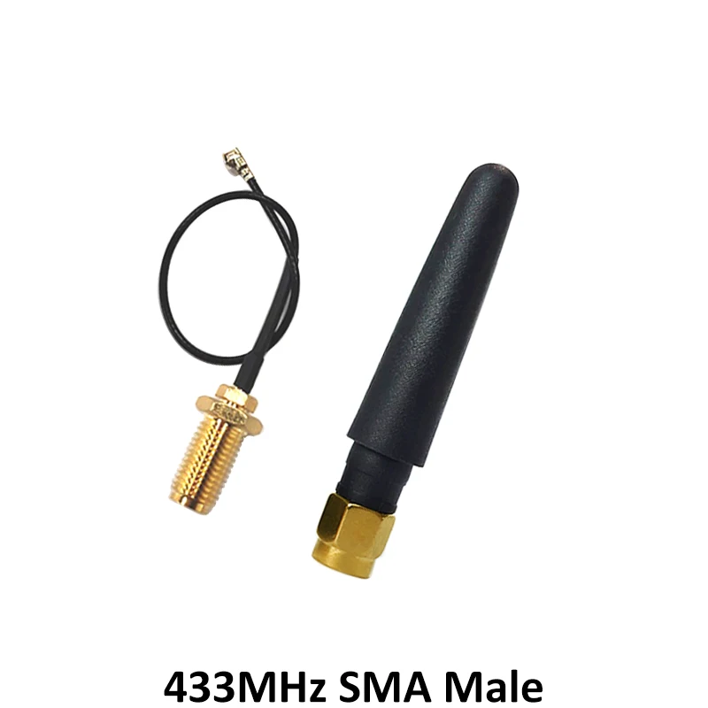 GRANDWISDOM 20pcs 433mhz antenna 3dbi sma male lora antene iot module lorawan antene ipex 1 SMA female pigtail Extension Cable