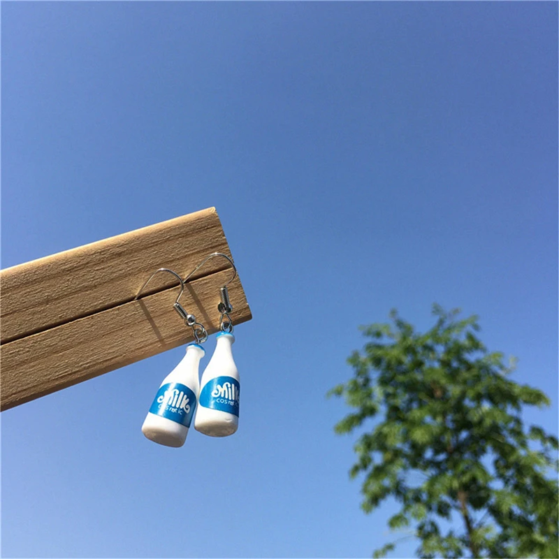 Бутылки из-под молока висячие серьги с квадратными кристаллами мода мультфильм