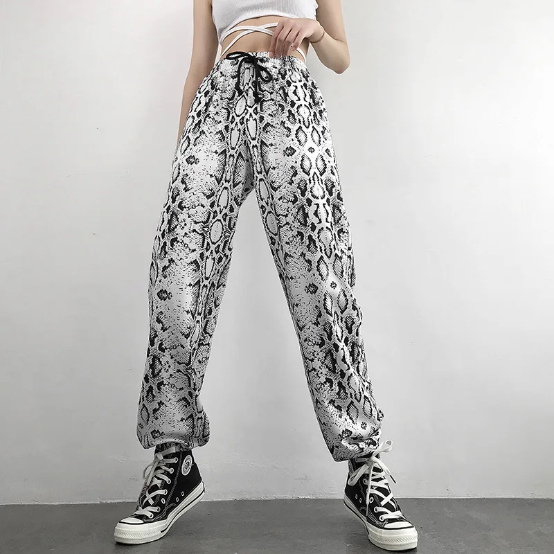 

Spring and Autumn Women's Thin Pants Solid Color Printed High Waist Elastic Waist Pocket Pants Casual Fashion Loose Pants New