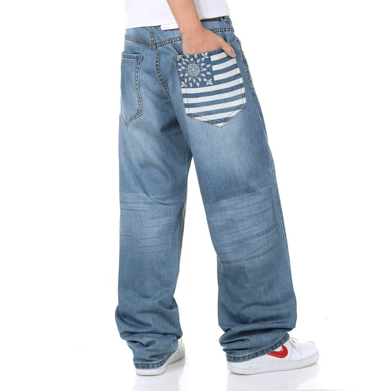 Джинсы мужские свободного покроя с большими карманами модные повседневные брюки